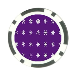 Purple Flower Floral Star White Poker Chip Card Guard