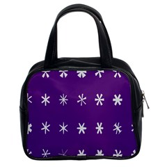 Purple Flower Floral Star White Classic Handbags (2 Sides)