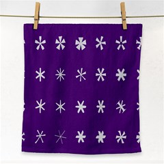 Purple Flower Floral Star White Face Towel