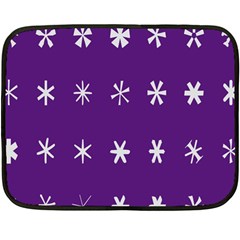 Purple Flower Floral Star White Double Sided Fleece Blanket (Mini) 