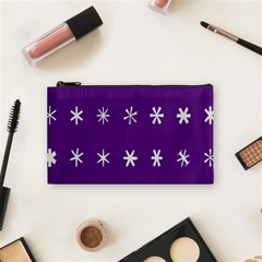 Purple Flower Floral Star White Cosmetic Bag (Small) 