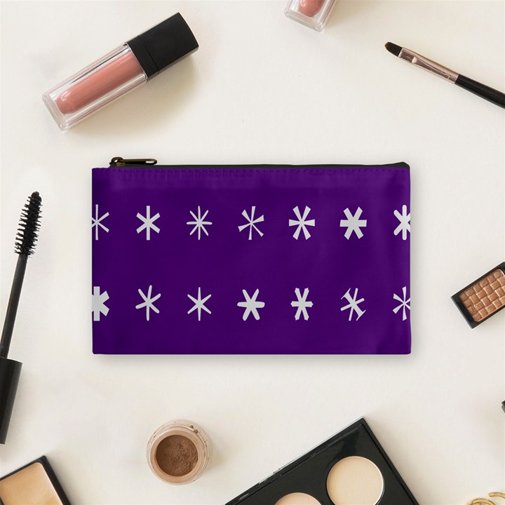 Purple Flower Floral Star White Cosmetic Bag (Small) 