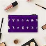 Purple Flower Floral Star White Cosmetic Bag (Small)  Back