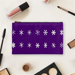 Purple Flower Floral Star White Cosmetic Bag (Medium) 