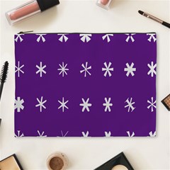 Purple Flower Floral Star White Cosmetic Bag (XL)