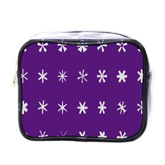 Purple Flower Floral Star White Mini Toiletries Bags