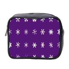 Purple Flower Floral Star White Mini Toiletries Bag 2-Side