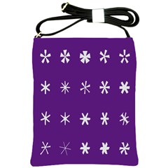 Purple Flower Floral Star White Shoulder Sling Bags