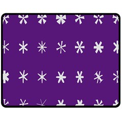 Purple Flower Floral Star White Fleece Blanket (Medium) 