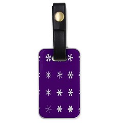 Purple Flower Floral Star White Luggage Tags (One Side) 