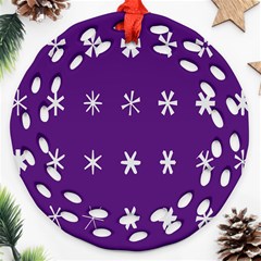 Purple Flower Floral Star White Ornament (round Filigree) by Mariart