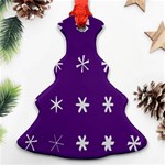 Purple Flower Floral Star White Ornament (Christmas Tree)  Front