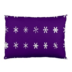 Purple Flower Floral Star White Pillow Case (Two Sides)