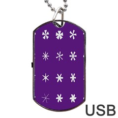 Purple Flower Floral Star White Dog Tag USB Flash (One Side)