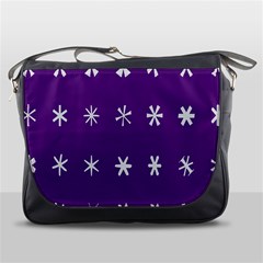 Purple Flower Floral Star White Messenger Bags