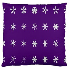 Purple Flower Floral Star White Large Cushion Case (Two Sides)