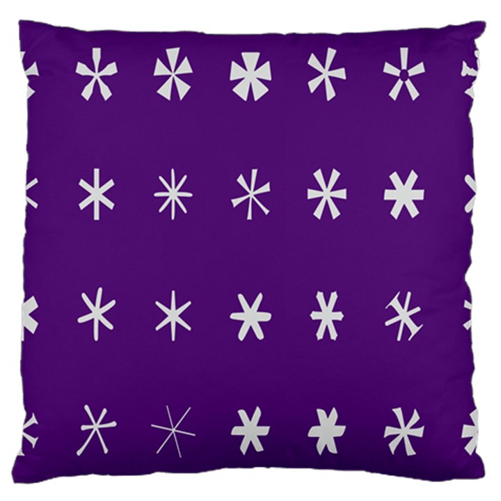 Purple Flower Floral Star White Large Cushion Case (Two Sides)