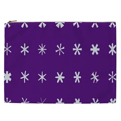 Purple Flower Floral Star White Cosmetic Bag (XXL) 