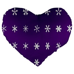 Purple Flower Floral Star White Large 19  Premium Heart Shape Cushions by Mariart