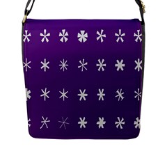 Purple Flower Floral Star White Flap Messenger Bag (L) 