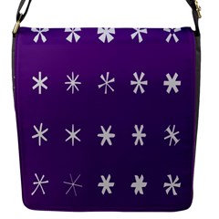 Purple Flower Floral Star White Flap Messenger Bag (S)