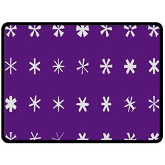 Purple Flower Floral Star White Double Sided Fleece Blanket (Large) 