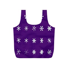 Purple Flower Floral Star White Full Print Recycle Bags (S) 