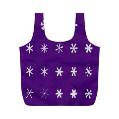 Purple Flower Floral Star White Full Print Recycle Bags (m)  by Mariart