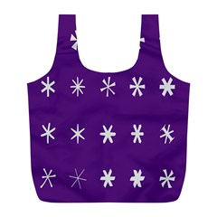 Purple Flower Floral Star White Full Print Recycle Bags (l)  by Mariart