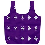 Purple Flower Floral Star White Full Print Recycle Bags (L)  Front