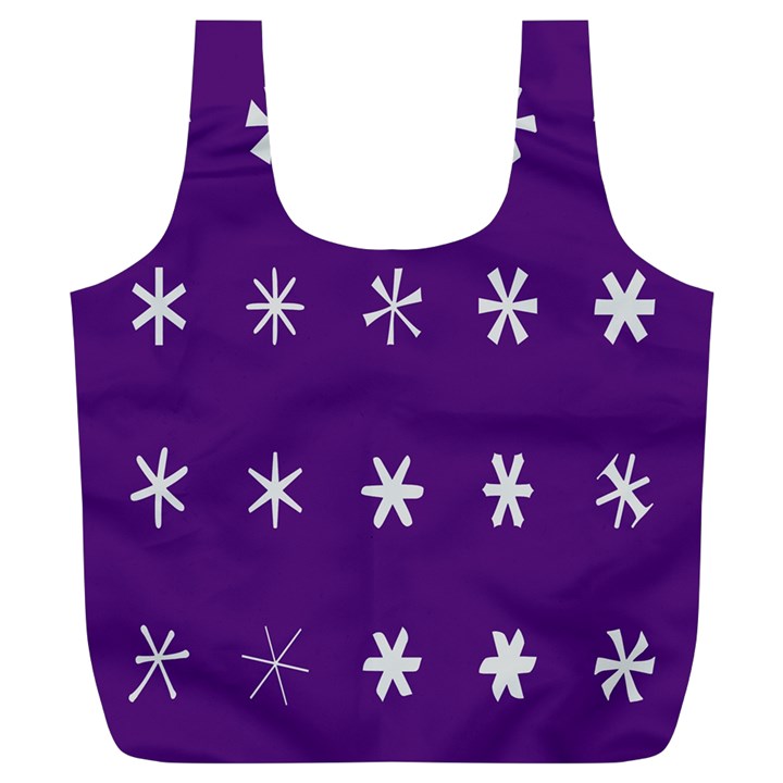 Purple Flower Floral Star White Full Print Recycle Bags (L) 