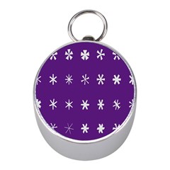 Purple Flower Floral Star White Mini Silver Compasses