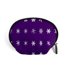 Purple Flower Floral Star White Accessory Pouches (Small) 