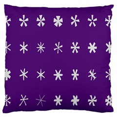 Purple Flower Floral Star White Large Flano Cushion Case (One Side)