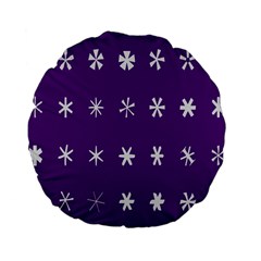 Purple Flower Floral Star White Standard 15  Premium Flano Round Cushions