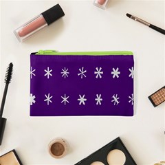 Purple Flower Floral Star White Cosmetic Bag (XS)