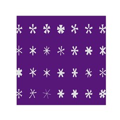 Purple Flower Floral Star White Small Satin Scarf (Square)