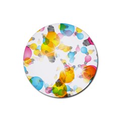 Lamp Color Rainbow Light Rubber Round Coaster (4 Pack)  by Mariart