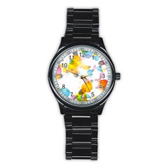 Lamp Color Rainbow Light Stainless Steel Round Watch by Mariart