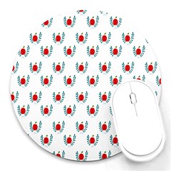 Sage Apple Wrap Smile Face Fruit Round Mousepads by Mariart