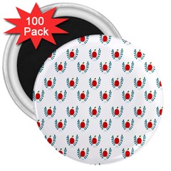 Sage Apple Wrap Smile Face Fruit 3  Magnets (100 Pack) by Mariart