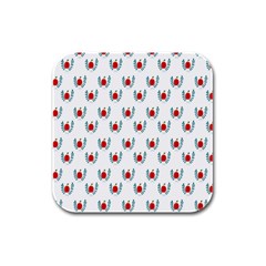 Sage Apple Wrap Smile Face Fruit Rubber Square Coaster (4 Pack)  by Mariart