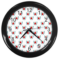 Sage Apple Wrap Smile Face Fruit Wall Clocks (black) by Mariart