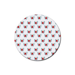 Sage Apple Wrap Smile Face Fruit Rubber Coaster (round)  by Mariart