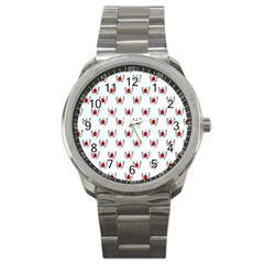 Sage Apple Wrap Smile Face Fruit Sport Metal Watch by Mariart