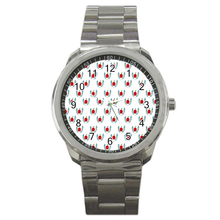 Sage Apple Wrap Smile Face Fruit Sport Metal Watch