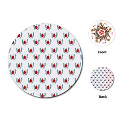 Sage Apple Wrap Smile Face Fruit Playing Cards (round)  by Mariart