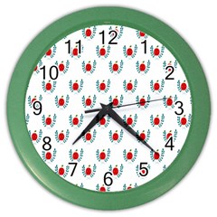 Sage Apple Wrap Smile Face Fruit Color Wall Clocks by Mariart