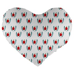 Sage Apple Wrap Smile Face Fruit Large 19  Premium Flano Heart Shape Cushions by Mariart