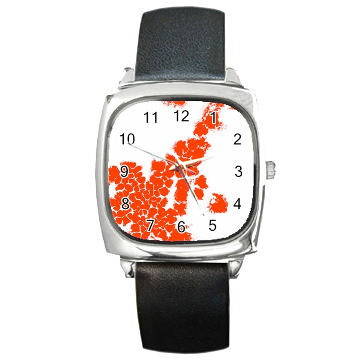 Red Spot Paint Square Metal Watch